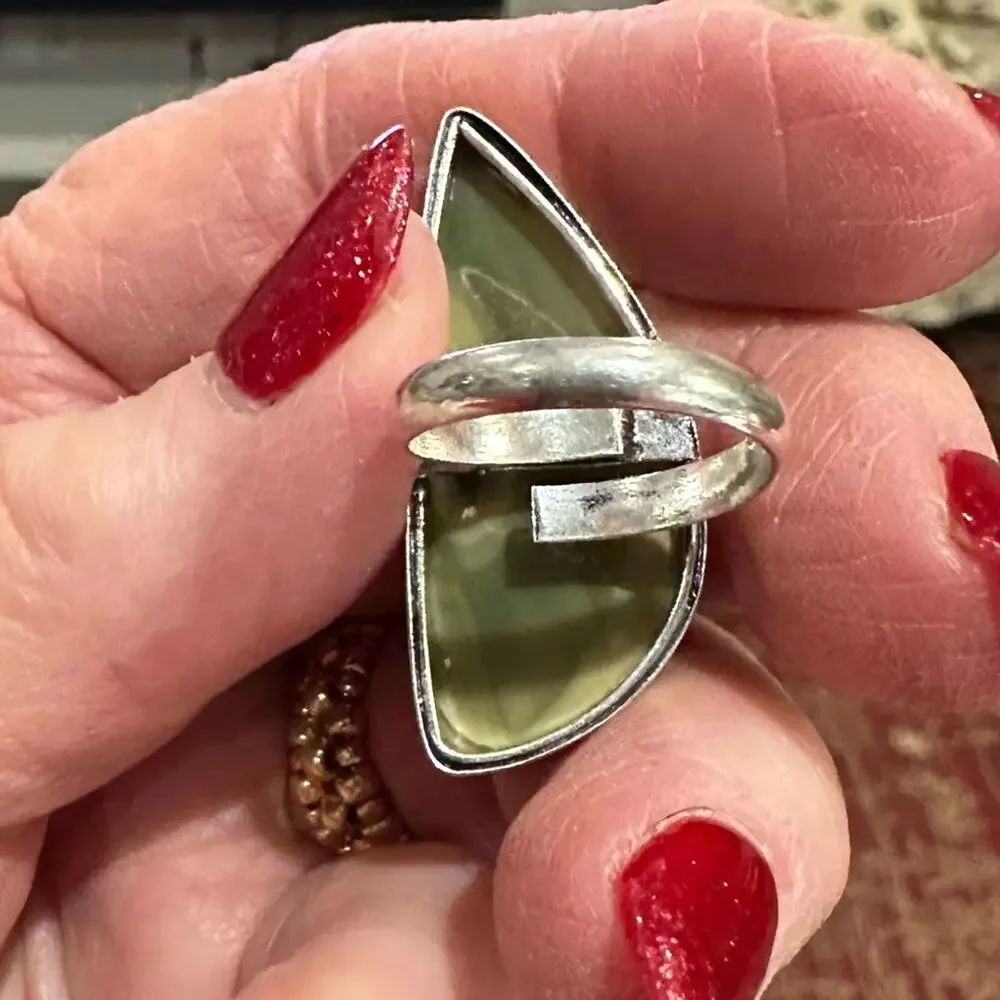 Polychrome Jasper sever, overlay gemstone ring stamped 925 size‎ adjustable